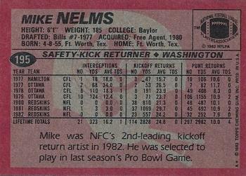 1983 Topps #195 Mike Nelms Back