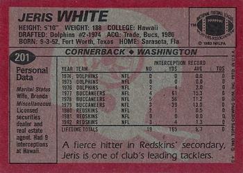 1983 Topps #201 Jeris White Back