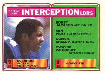 1983 Topps #206 1982 Interception Leaders  - Everson Walls / Bobby Jackson / Ken Riley / Donnie Shell / Dwayne Woodruff Front