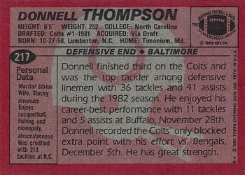 1983 Topps #217 Donnell Thompson Back