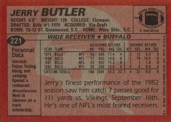 1983 Topps #221 Jerry Butler Back