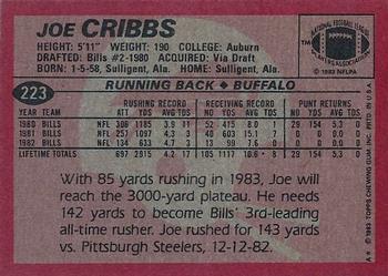 1983 Topps #223 Joe Cribbs Back