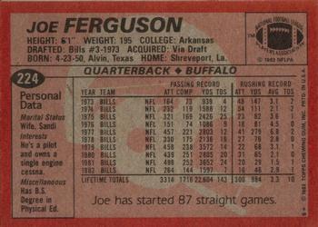1983 Topps #224 Joe Ferguson Back