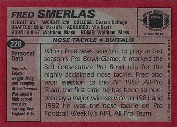 1983 Topps #228 Fred Smerlas Back