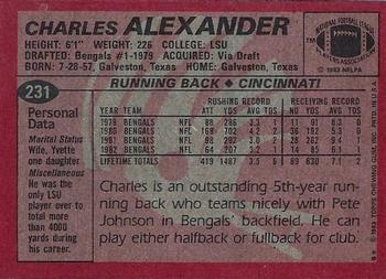 1983 Topps #231 Charles Alexander Back