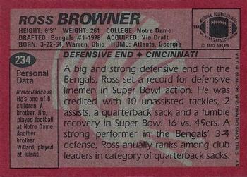 1983 Topps #234 Ross Browner Back