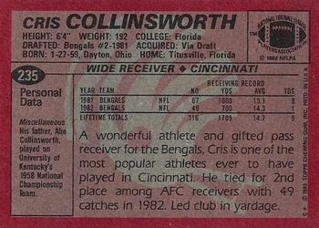 1983 Topps #235 Cris Collinsworth Back