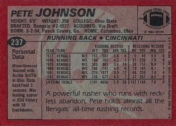1983 Topps #237 Pete Johnson Back