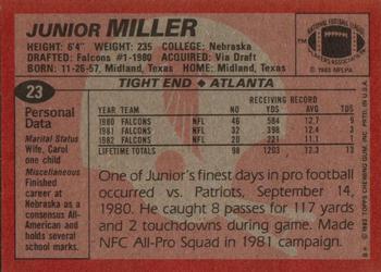 1983 Topps #23 Junior Miller Back