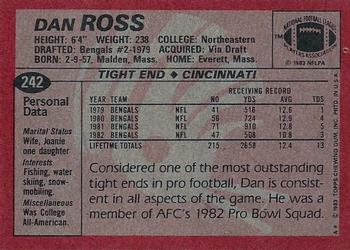 1983 Topps #242 Dan Ross Back