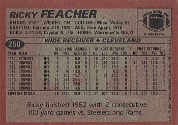 1983 Topps #250 Ricky Feacher Back