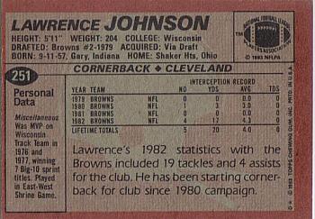 1983 Topps #251 Lawrence Johnson Back