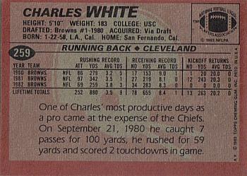 1983 Topps #259 Charles White Back