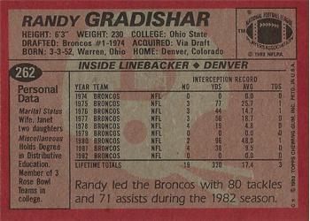 1983 Topps #262 Randy Gradishar Back