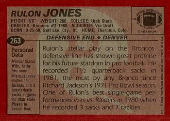 1983 Topps #263 Rulon Jones Back