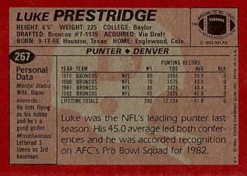 1983 Topps #267 Luke Prestridge Back