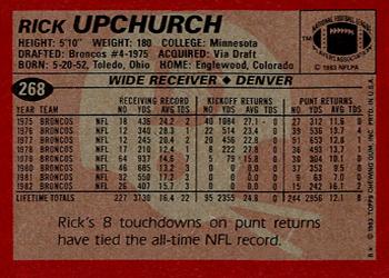1983 Topps #268 Rick Upchurch Back