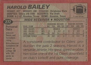 1983 Topps #272 Harold Bailey Back