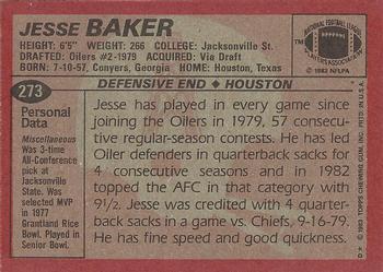 1983 Topps #273 Jesse Baker Back
