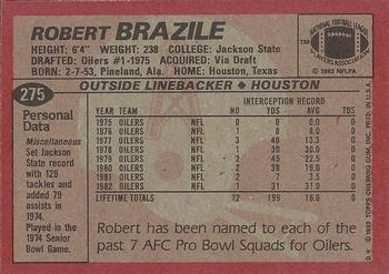 1983 Topps #275 Robert Brazile Back