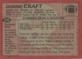 1983 Topps #276 Donnie Craft Back