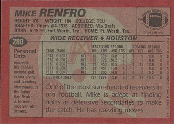 1983 Topps #280 Mike Renfro Back
