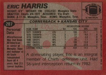 1983 Topps #287 Eric Harris Back
