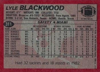 1983 Topps #311 Lyle Blackwood Back