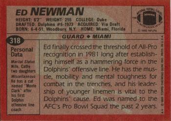 1983 Topps #318 Ed Newman Back
