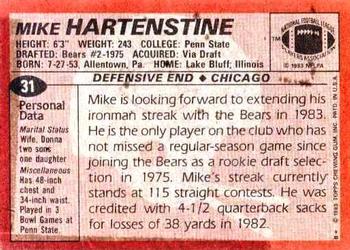 1983 Topps #31 Mike Hartenstine Back