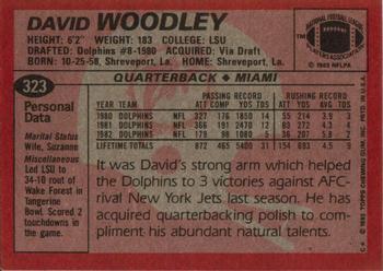 1983 Topps #323 David Woodley Back