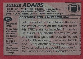 1983 Topps #325 Julius Adams Back