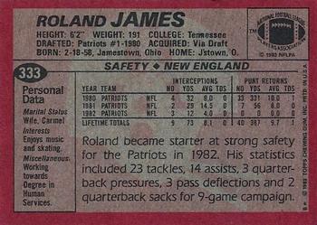 1983 Topps #333 Roland James Back