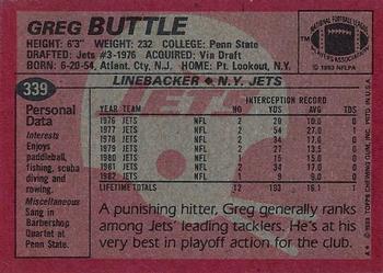 1983 Topps #339 Greg Buttle Back