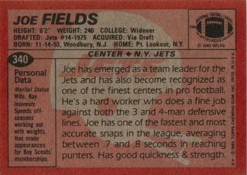 1983 Topps #340 Joe Fields Back