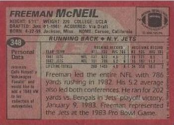1983 Topps #348 Freeman McNeil Back
