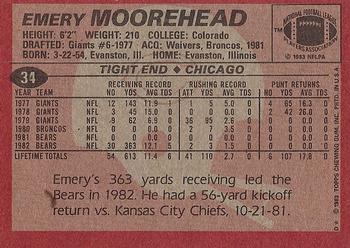 1983 Topps #34 Emery Moorehead Back