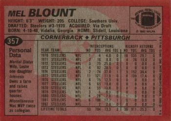 1983 Topps #357 Mel Blount Back