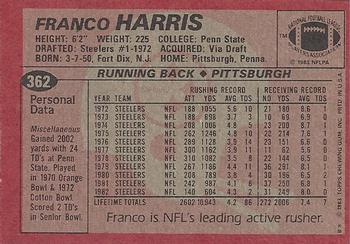 1983 Topps #362 Franco Harris Back