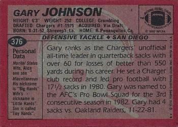 1983 Topps #376 Gary Johnson Back