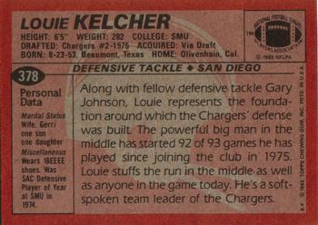 1983 Topps #378 Louie Kelcher Back