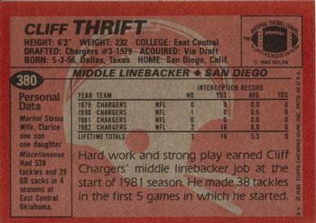 1983 Topps #380 Cliff Thrift Back