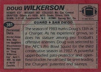 1983 Topps #381 Doug Wilkerson Back