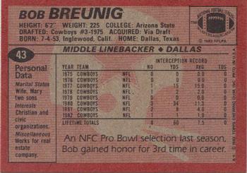 1983 Topps #43 Bob Breunig Back