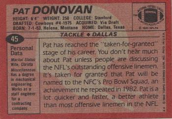 1983 Topps #45 Pat Donovan Back
