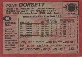 1983 Topps #46 Tony Dorsett Back