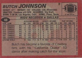 1983 Topps #48 Butch Johnson Back