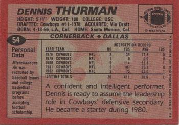 1983 Topps #54 Dennis Thurman Back