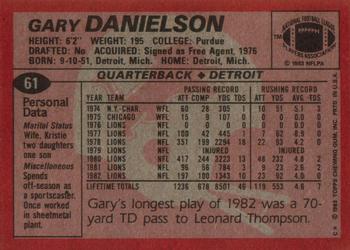 1983 Topps #61 Gary Danielson Back