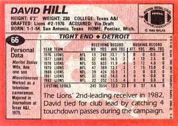1983 Topps #66 David Hill Back